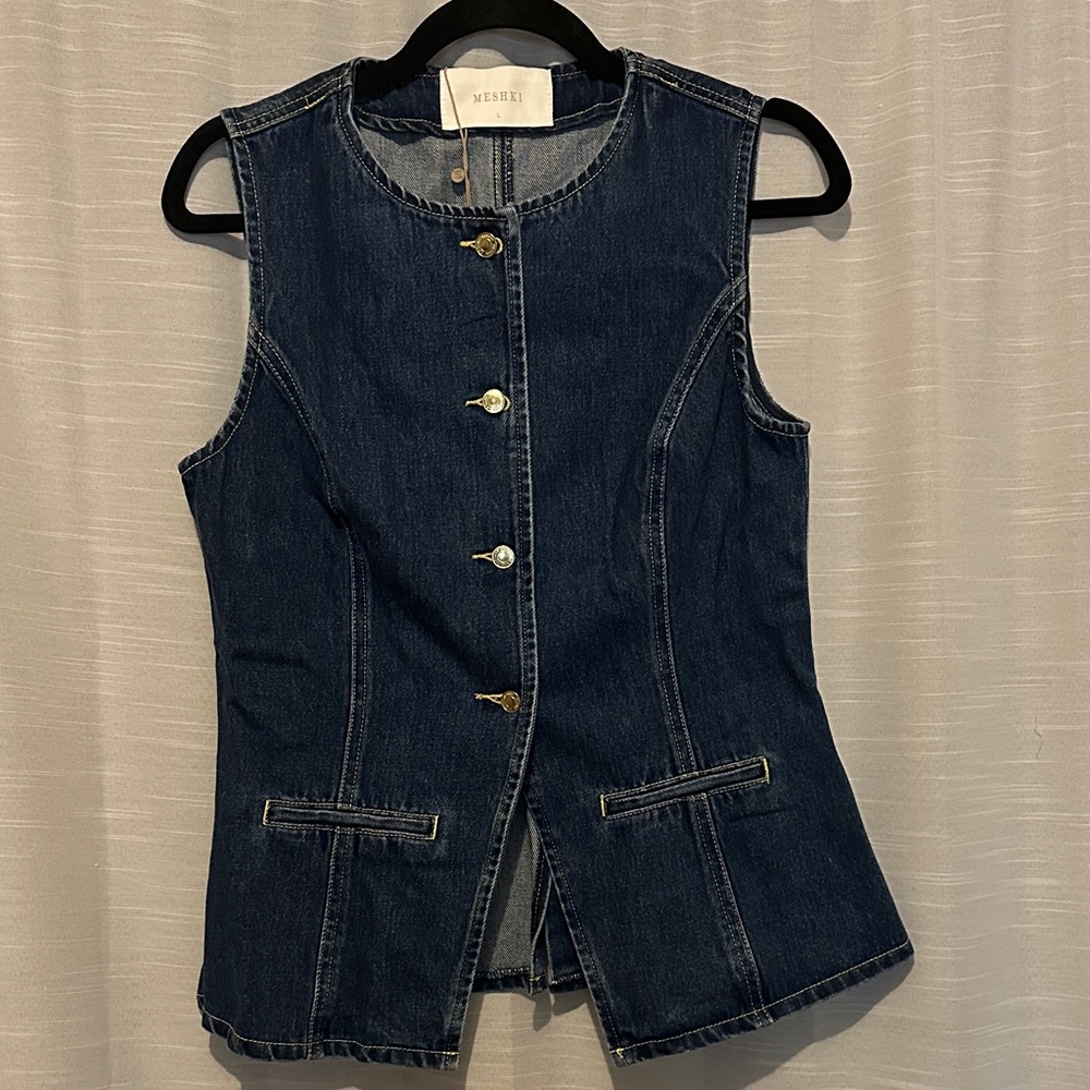 Meshki Abel Denim Button Up Top